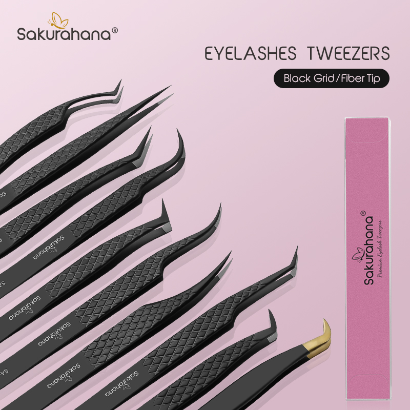 Beauty Makeup Tips - SAKURUHANA Professional Eyelash Tweezers Black Fiber
