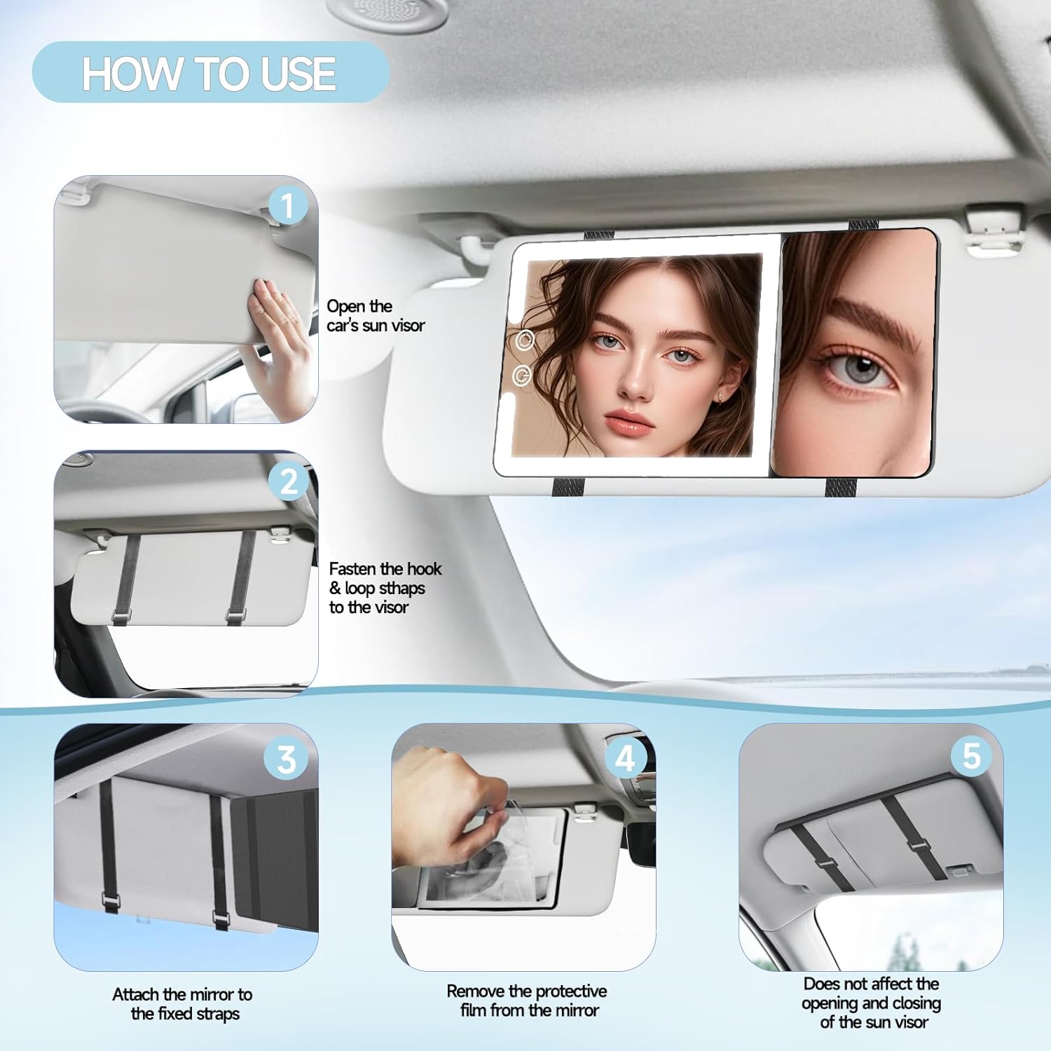 Car Visor Vanity Mirror with L - Beauty Makeup Images 리뷰 및 가격