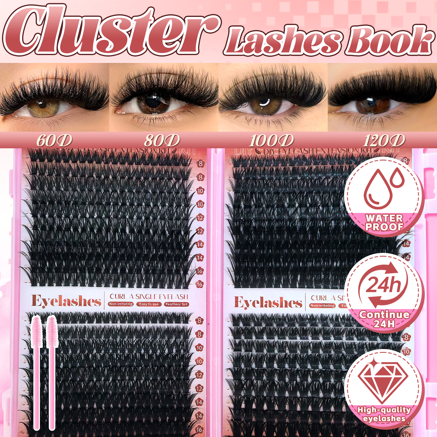 D Curl Eyelashes Clusters Begi - Beauty Book Makeup Kit 리뷰 및 가격