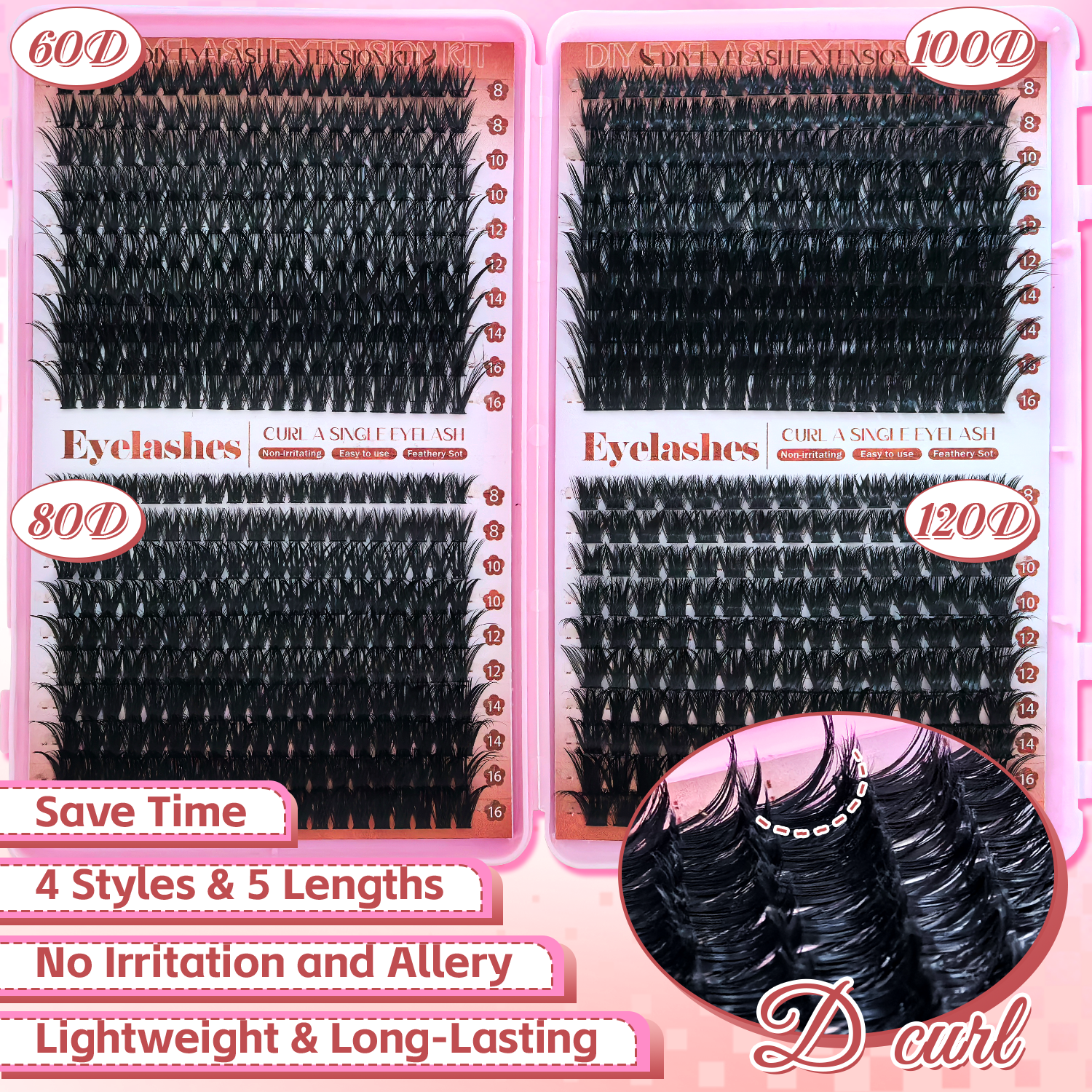 D Curl Eyelashes Clusters Begi - Beauty Book Makeup Kit 리뷰 및 가격