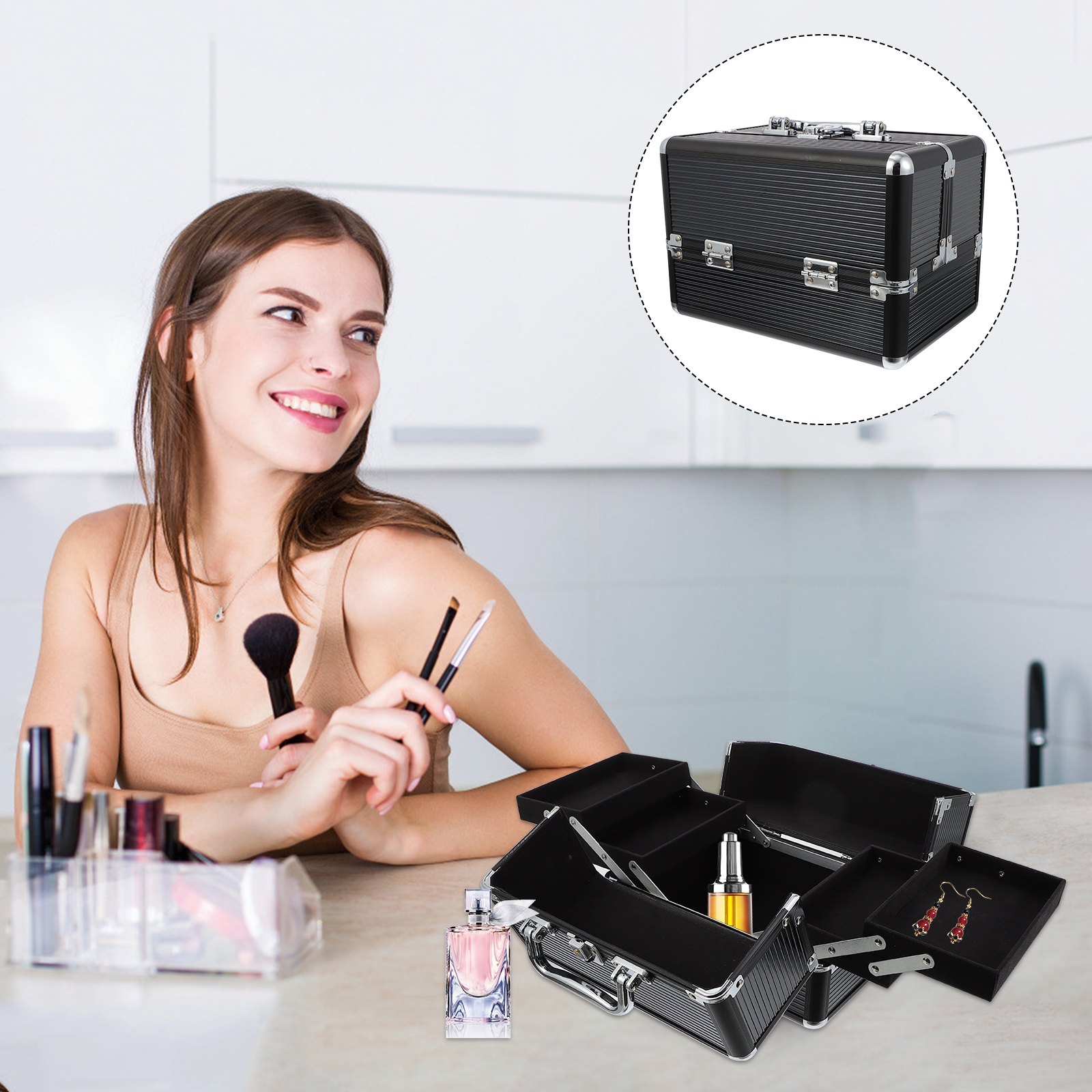 Makeup Case Handheld Storage C - Woman Beauty Makeup 리뷰 및 가격